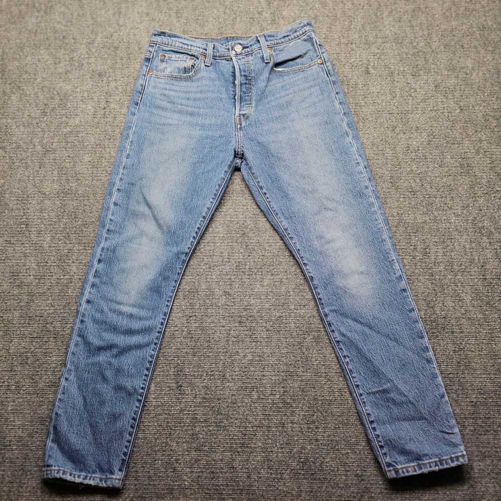 Levis 501 Skinny Jeans Medium Wash Blue Denim Button Fly High Rise 29x26